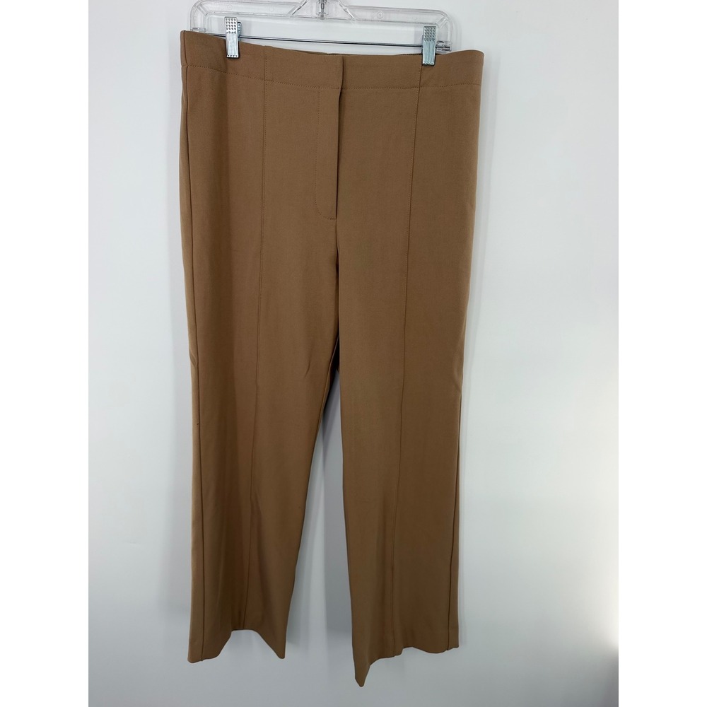 Ann Taylor Camel Tan Straight Leg Stitched Crease Trousers Size 12 High Rise